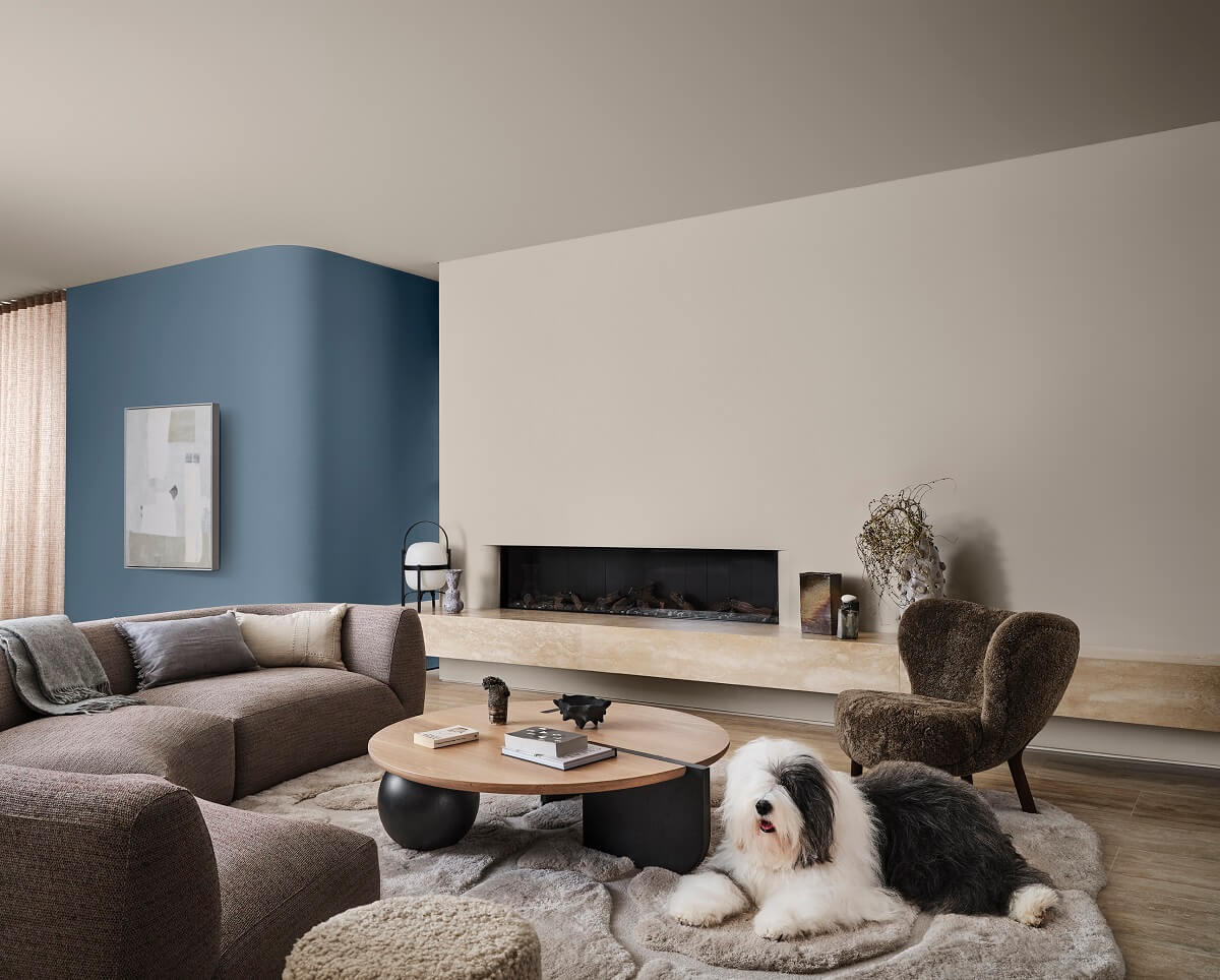 Dulux Colour Forecast 2025: Uplifting and Soothing Colour Palettes 18 living room curved sofa still colour palette nordroom
