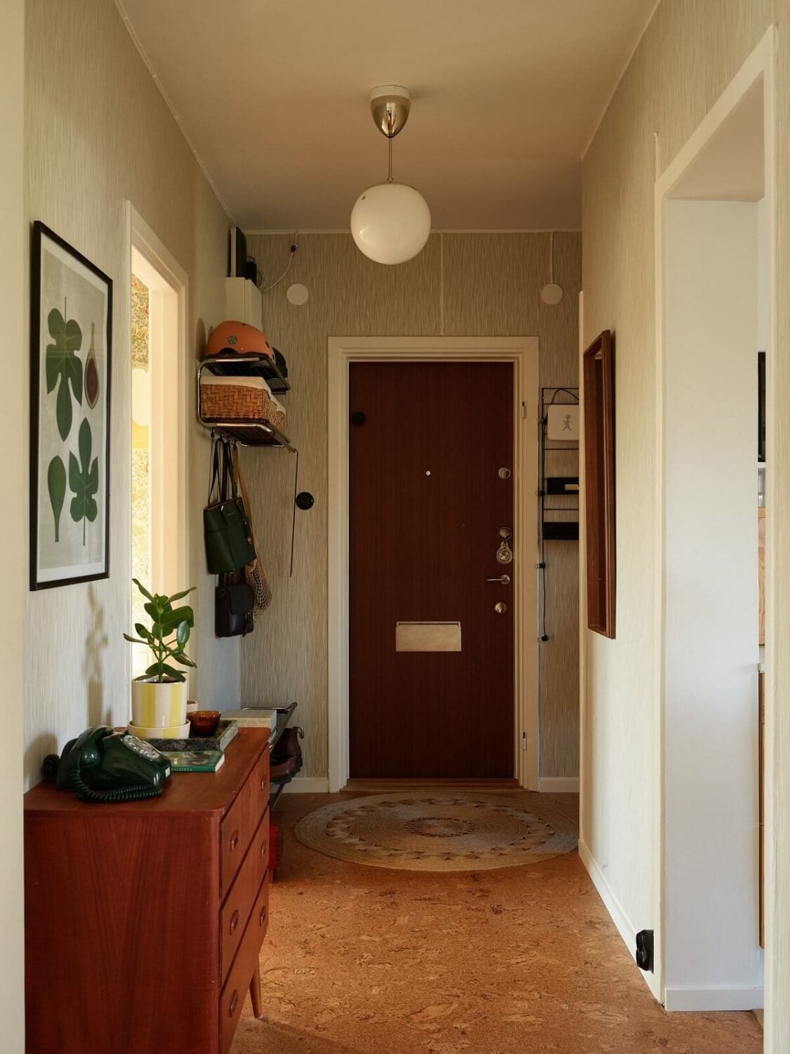 A Midcentury Swedish Apartment with Bold Colors 21 midcentury hall