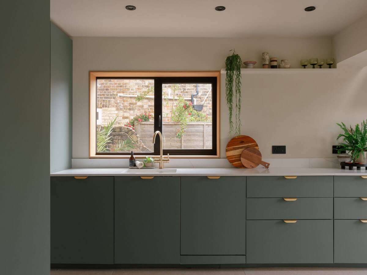 An English House with Carefully Restored Period Features 9 modern blue gray kitchen