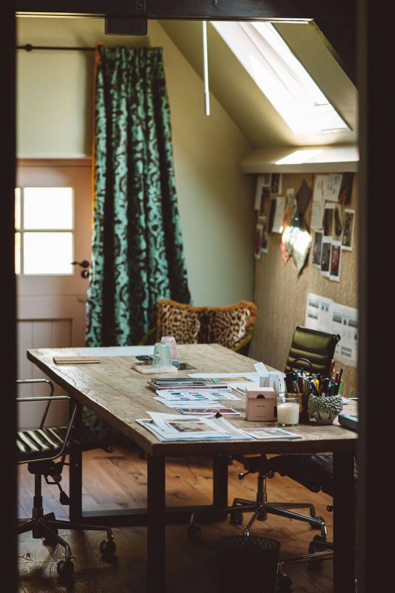 An Eclectic Colorful House in an Old Dutch Farmhouse 34 office pitched ceiling