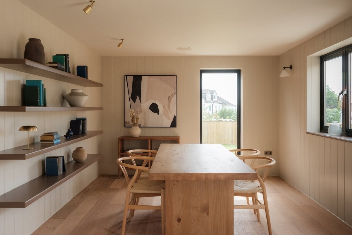 A Calm Color Palette and Warm Materials in a London Home 15 office space