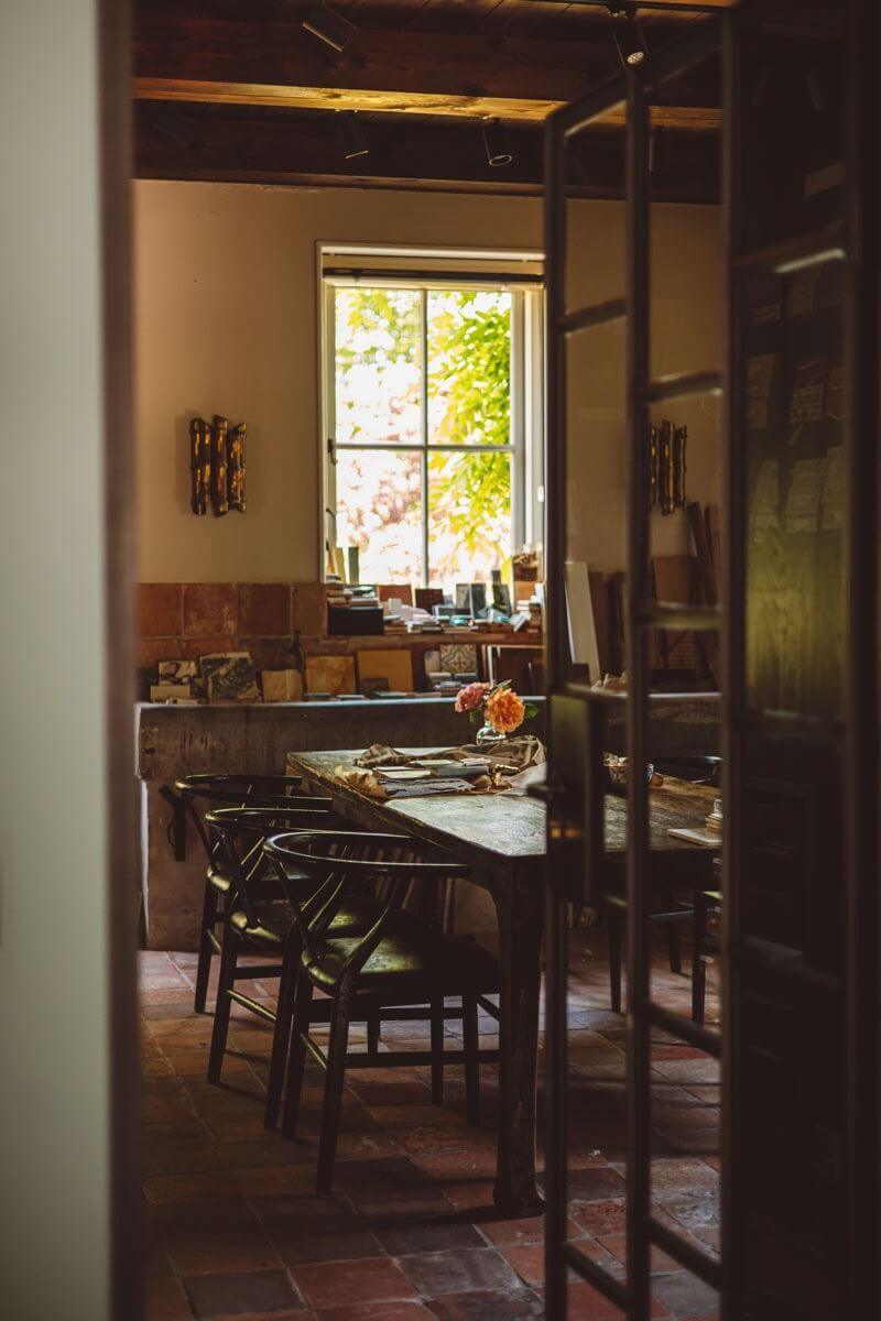 An Eclectic Colorful House in an Old Dutch Farmhouse 35 office space stone floor barn