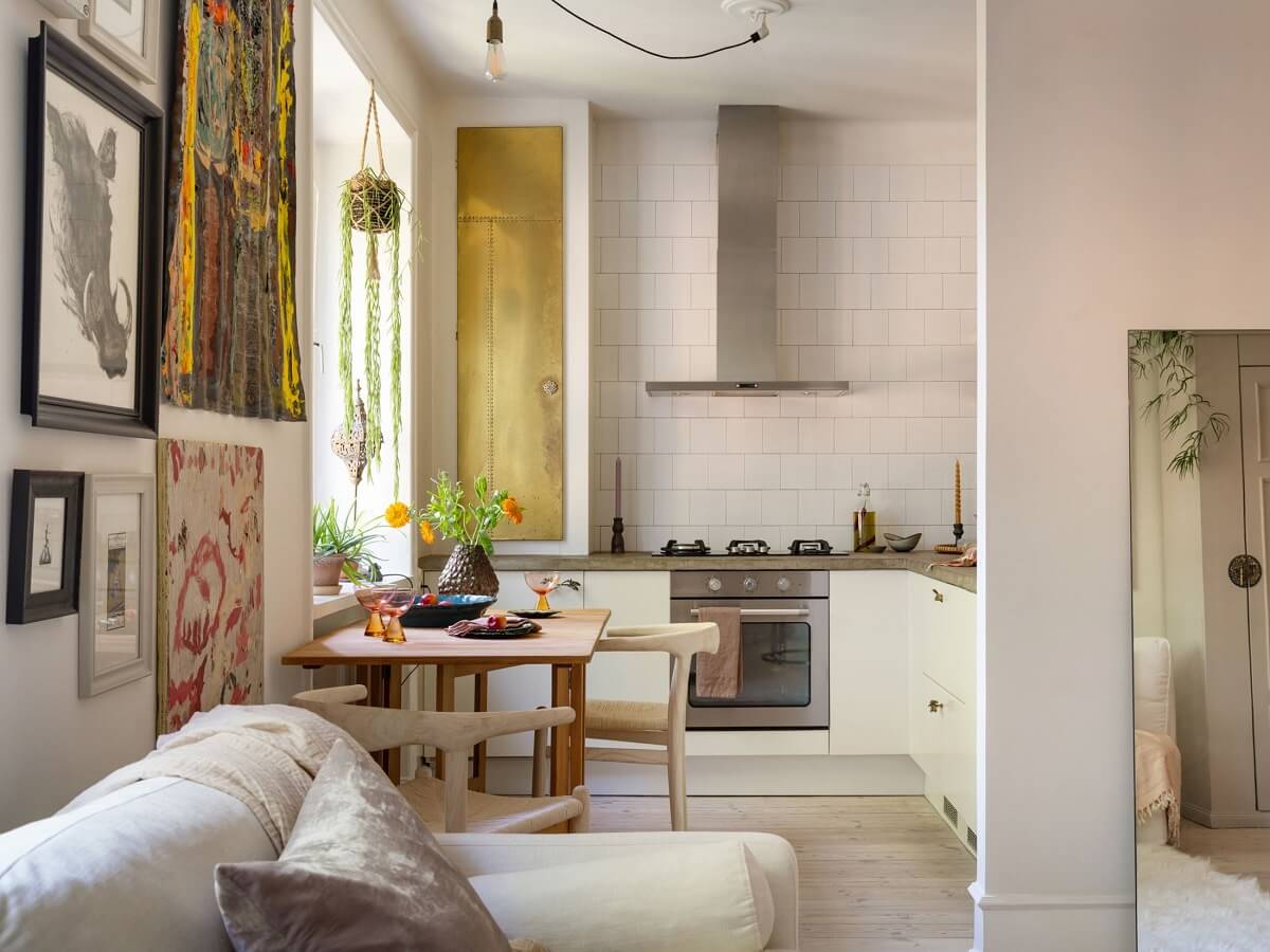 A Light and Well-Planned Apartment in Stockholm 8 open plan living room and kitchen