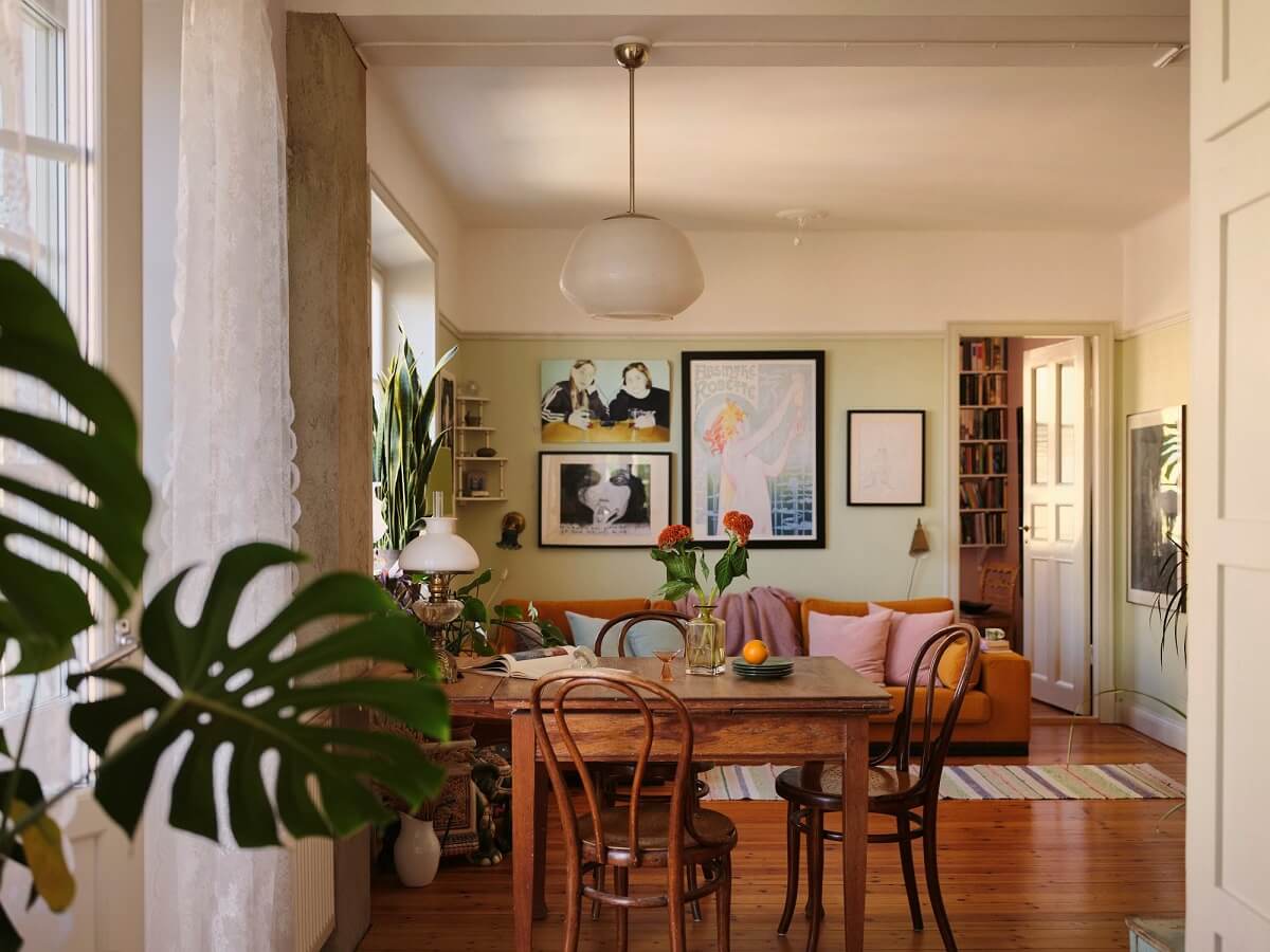 A Charming Small Two-Bedroom Apartment in Stockholm 5 open plan living space