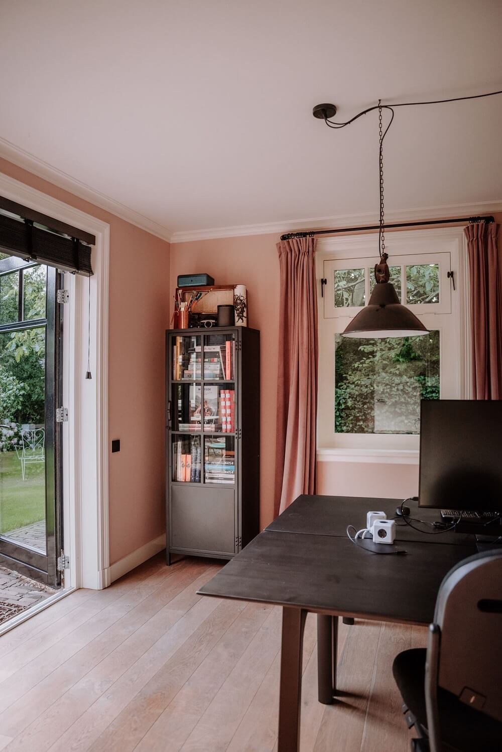 Historic Charm in a New Country House in The Netherlands 11 pink home office
