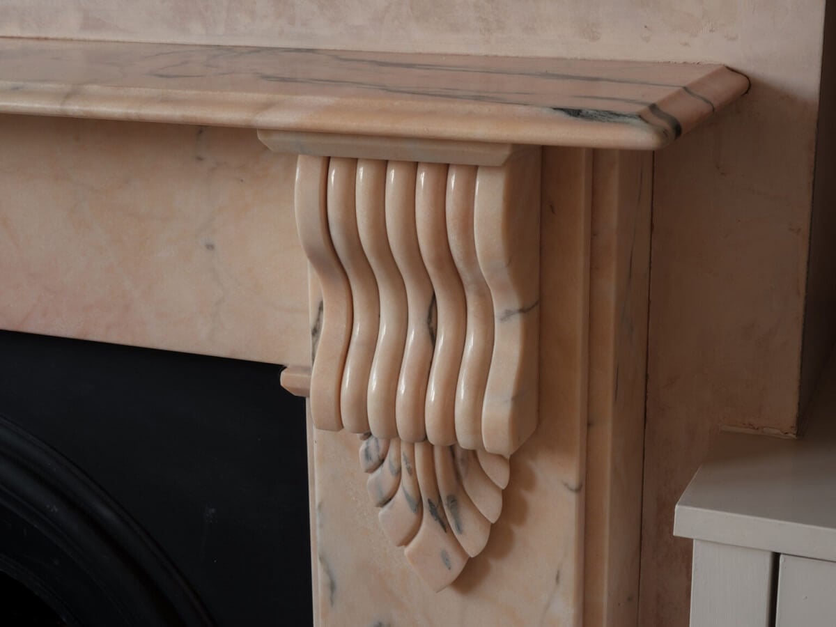 An English House with Carefully Restored Period Features 5 pink marble fireplace mantel
