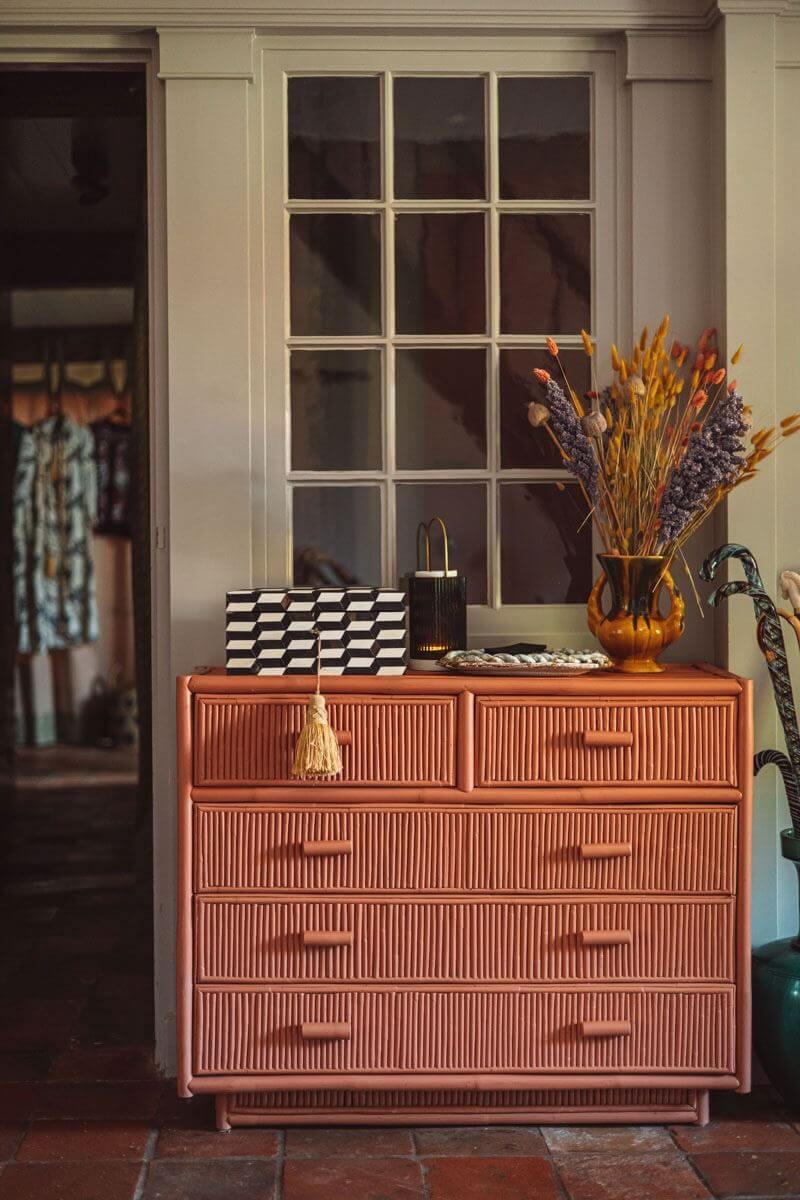 An Eclectic Colorful House in an Old Dutch Farmhouse 11 red drawer cabinet