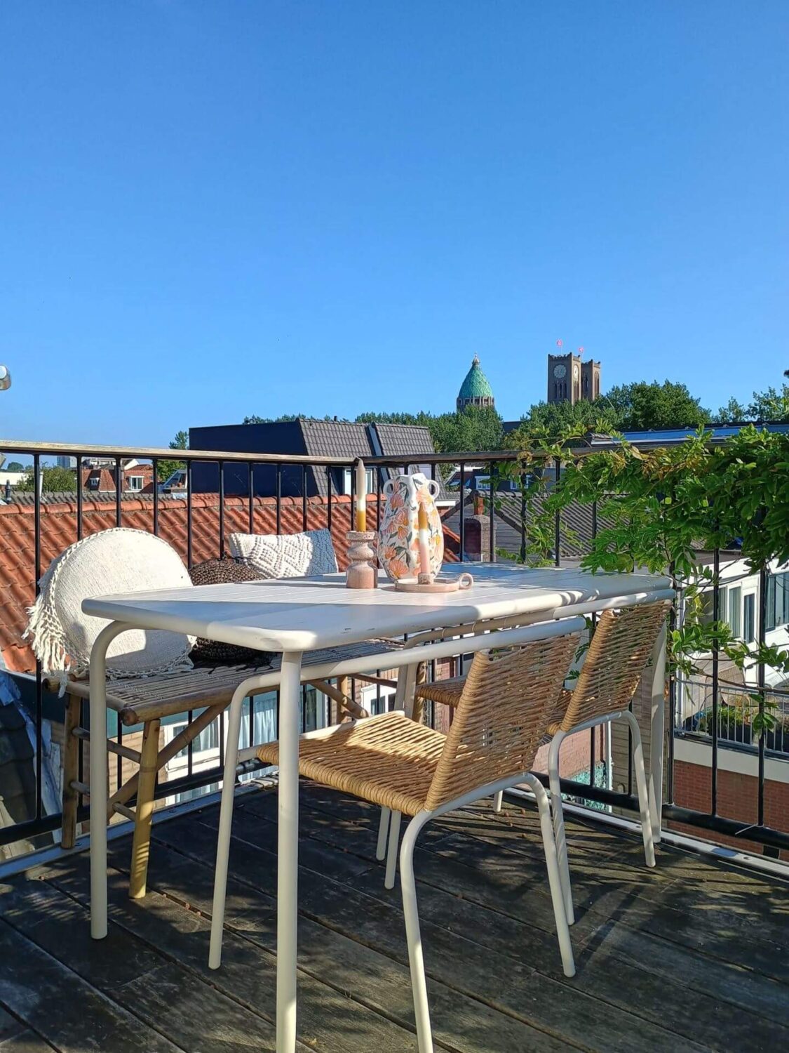 Rich Colors in a Charming Late 19th-Century Home in The Netherlands 26 roof terrace dining table Rich Colors in a Charming Late 19th-Century Home in The Netherlands
