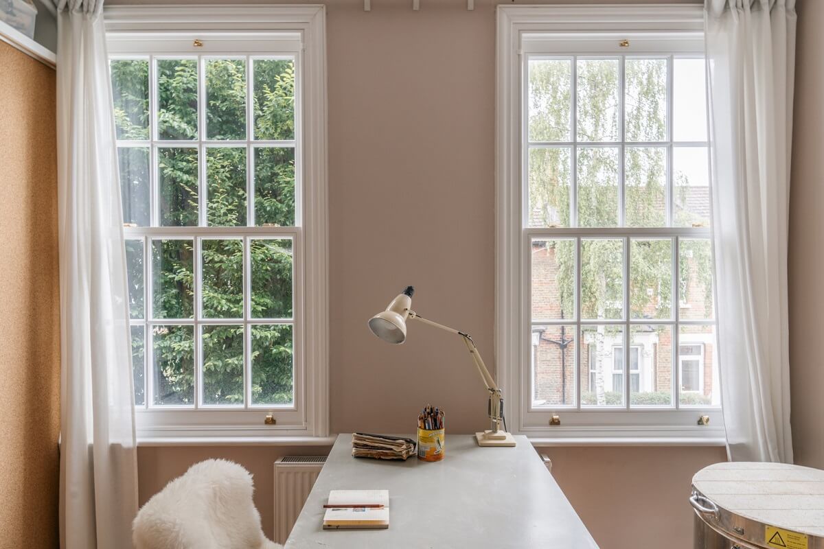 A Dark Blue Living Room in a Historic London Home 16 sash windows home atelier