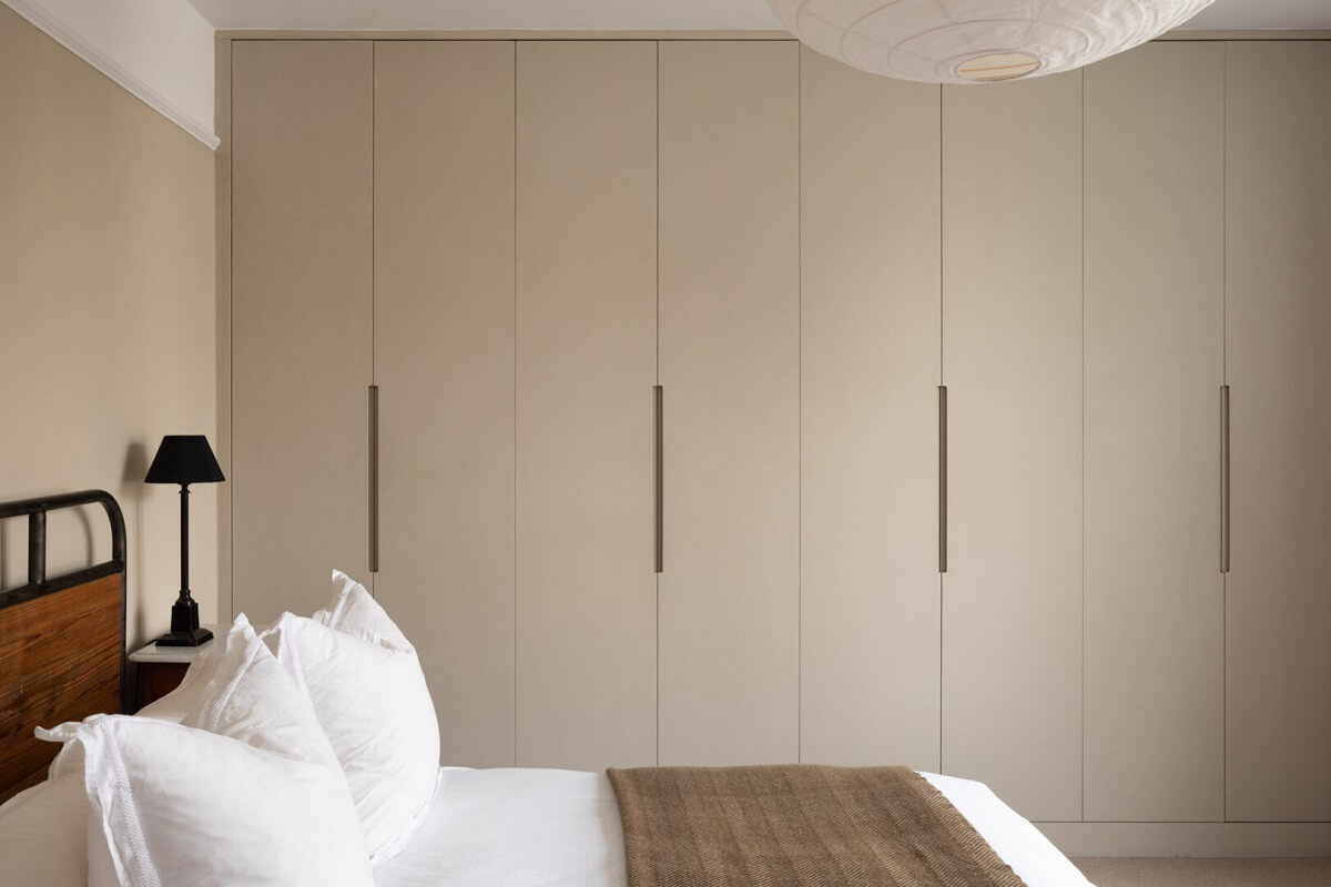 A Soft and Natural Color Palette in a Victorian Home 12 serene bedroom with built in wardrobes