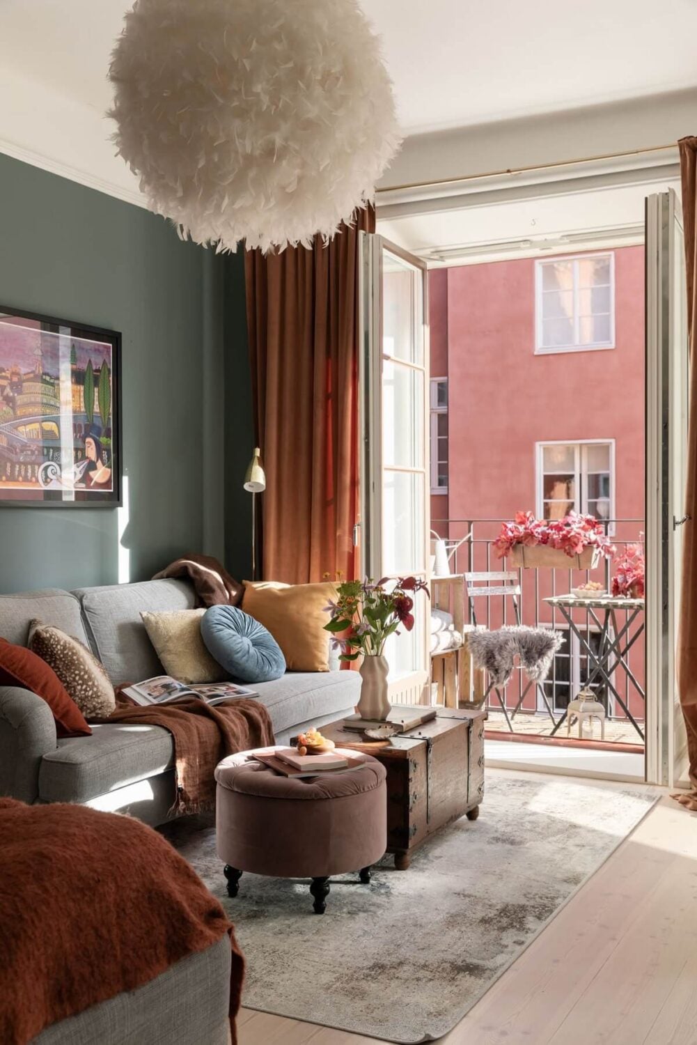A Stockholm Studio Apartment with Warm Earthy Textiles 2 warm studio apartment with balcony