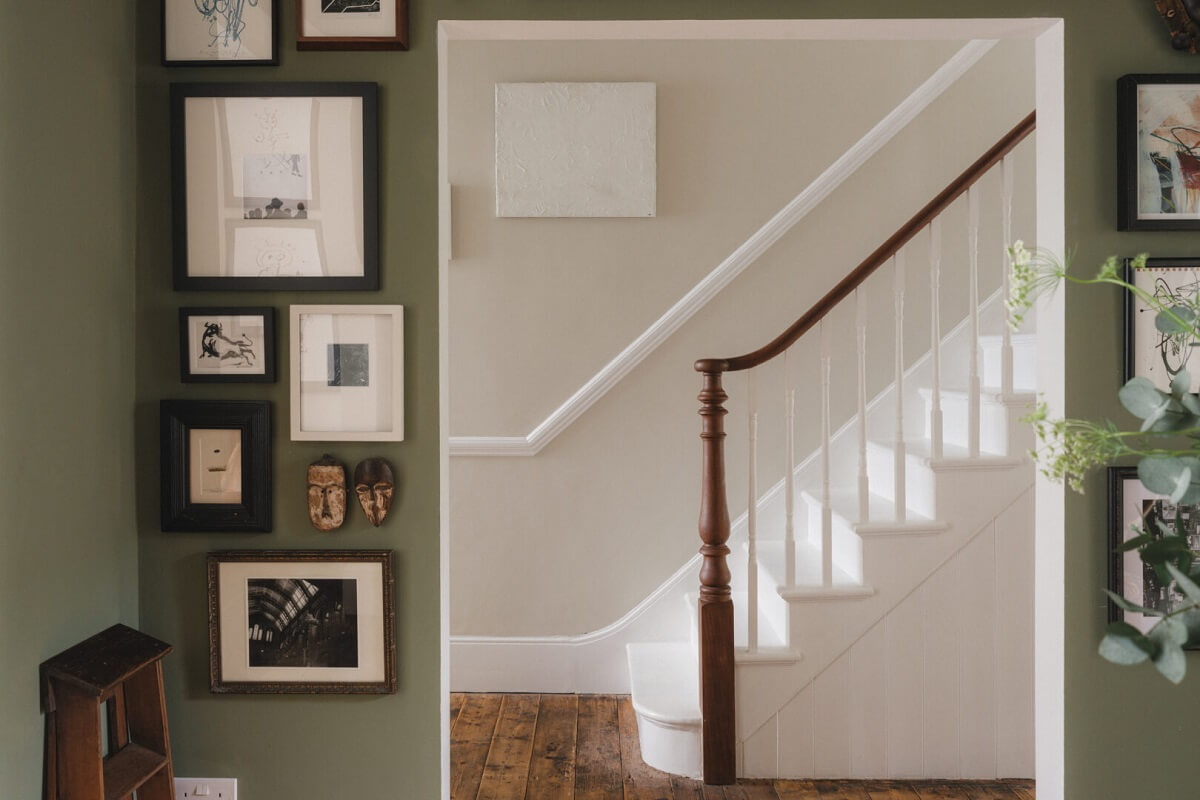 A Soft and Natural Color Palette in a Victorian Home 9 white staircase