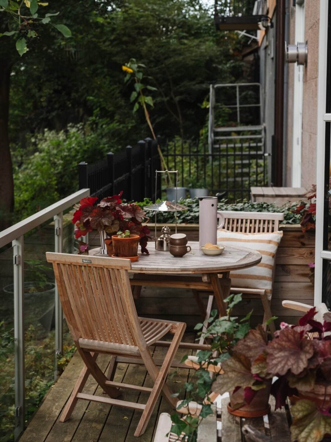 A Modern Industrial Basement Apartment in Sweden 11 balcony dining table