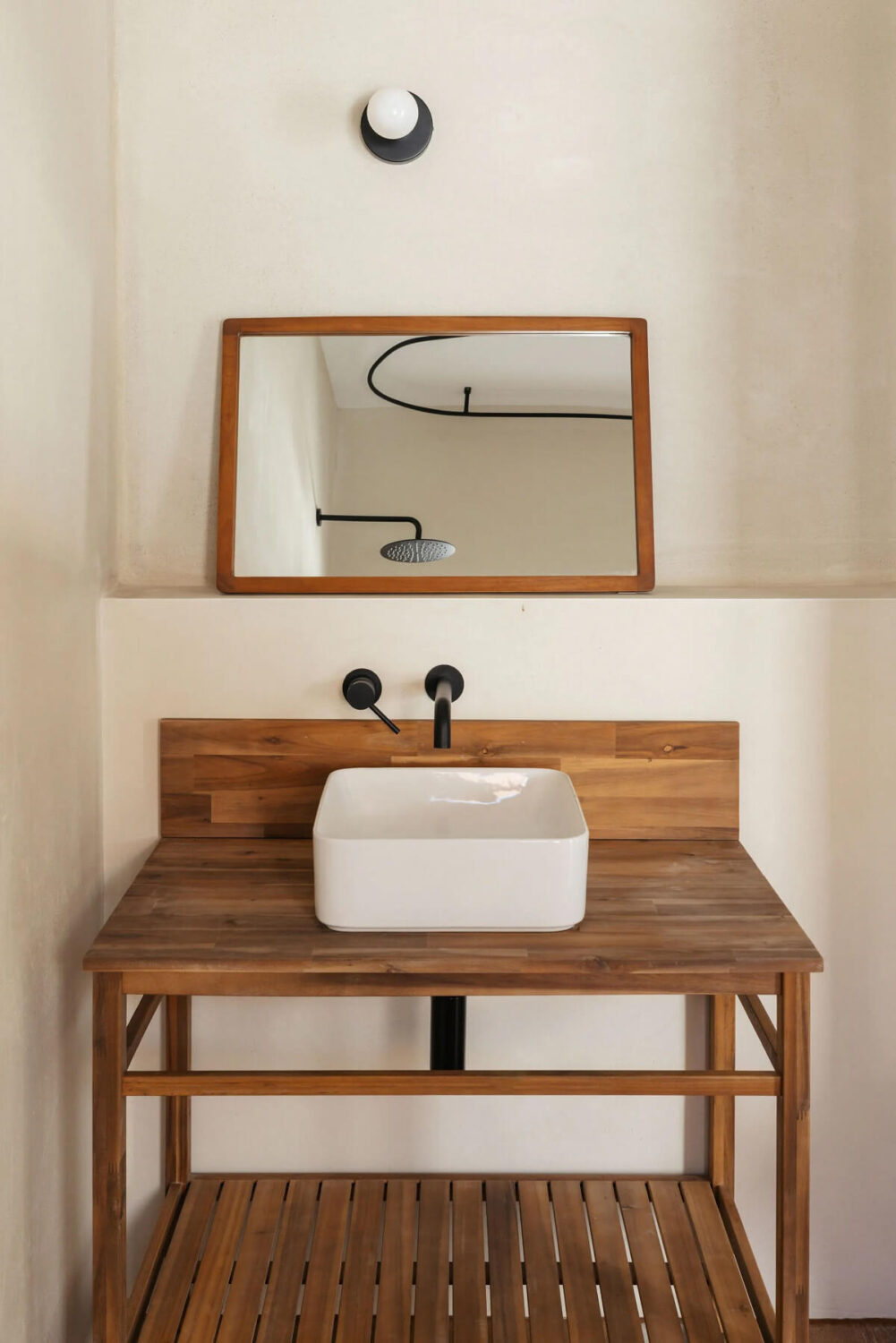 A Serene Minimalistic Townhouse in Portugal 12 bamboo bathroom vanity A Serene Minimalistic Townhouse in Portugal