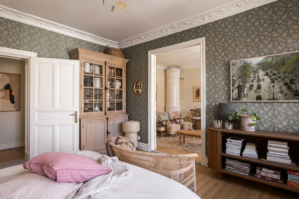 Hannes Mauritzson's Warm Yellow Hygge Apartment in Sweden 14 bedroom connected to living room
