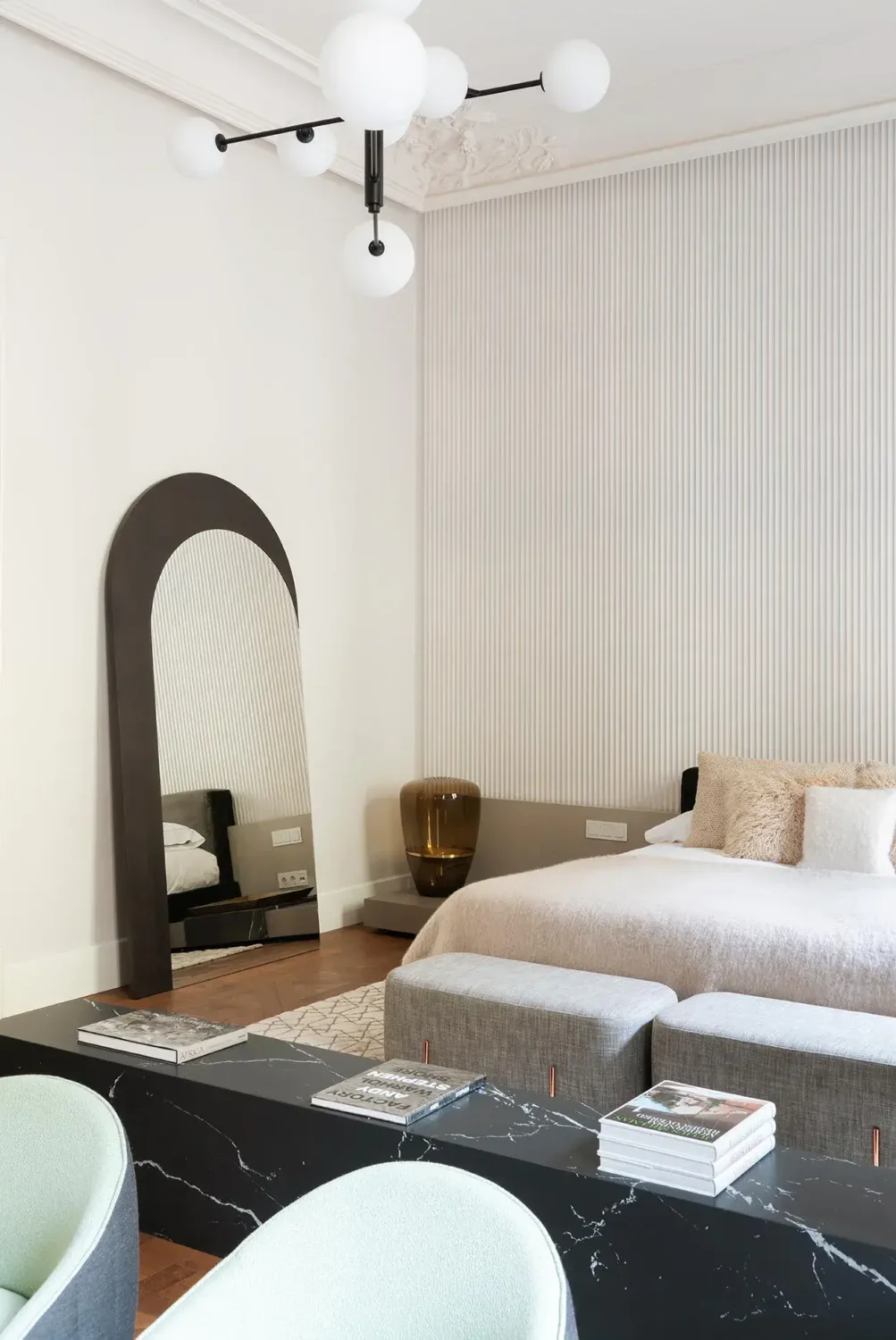 An Eclectic Mix of Modernist Elements and Luxurious Finishes in Barcelona 9 bedroom marble table barcelona apartment
