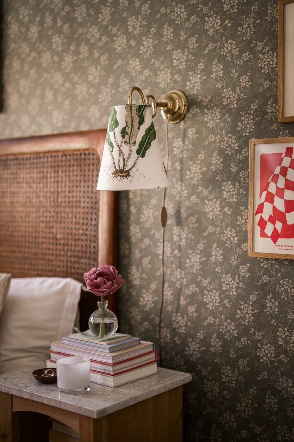 Hannes Mauritzson's Warm Yellow Hygge Apartment in Sweden 12 bedroom nightstand detail