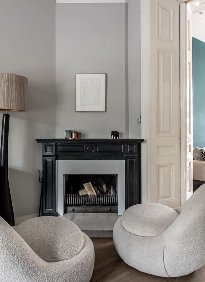 A Beautiful Monumental Villa with Green Color Accents 4 black fireplace