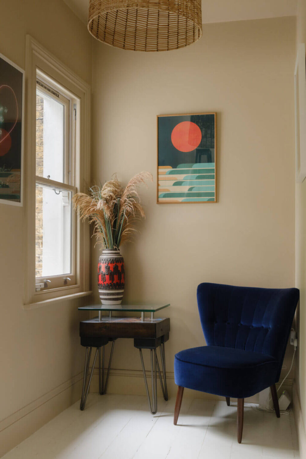 Nature-Inspired Colors in an Extended East London Home 3 blue velvet chair