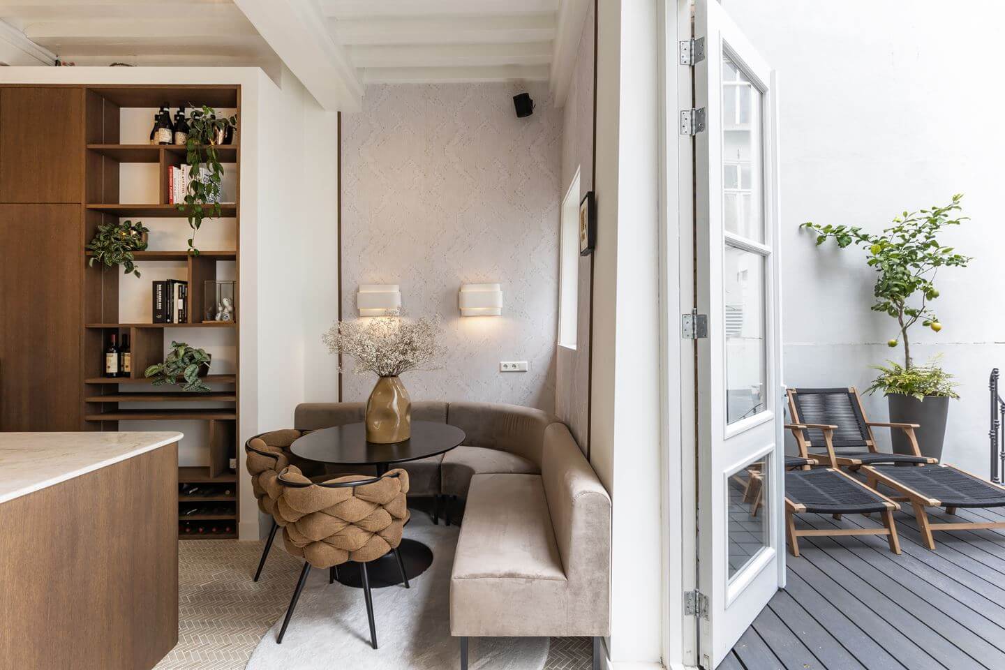 Hotel-Style Interiors in an Amsterdam Canal House 10 breakfast nook curved built in bench