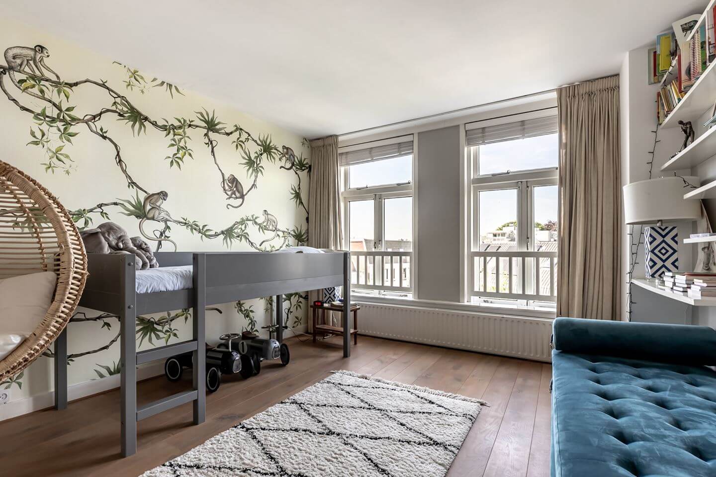 A Beautiful Monumental Villa with Green Color Accents 22 childrens bedroom with wallpaper