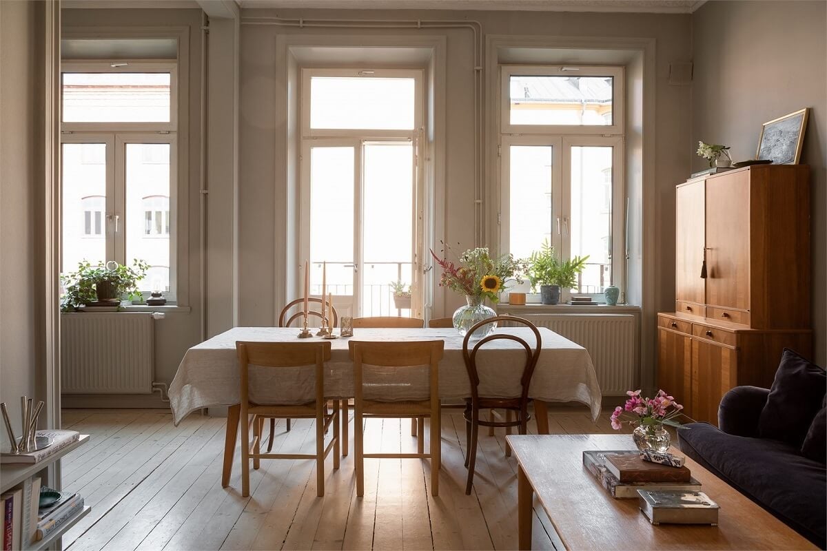 A Turn-of-the-Century Apartment with a Dark Blue Bedroom - Revisited 5 dining table in living room