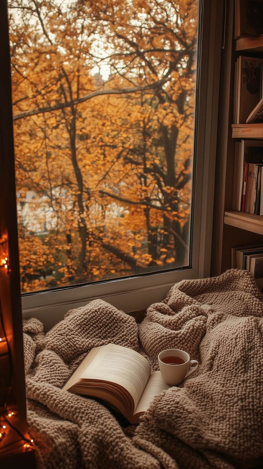 Beautiful (and Fun) Fall Phone Wallpapers to Start the Cozy Season 11 fall landscape reading nook