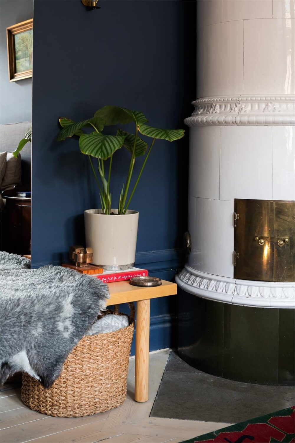 A Turn-of-the-Century Apartment with a Dark Blue Bedroom - Revisited 22 fireplace detail