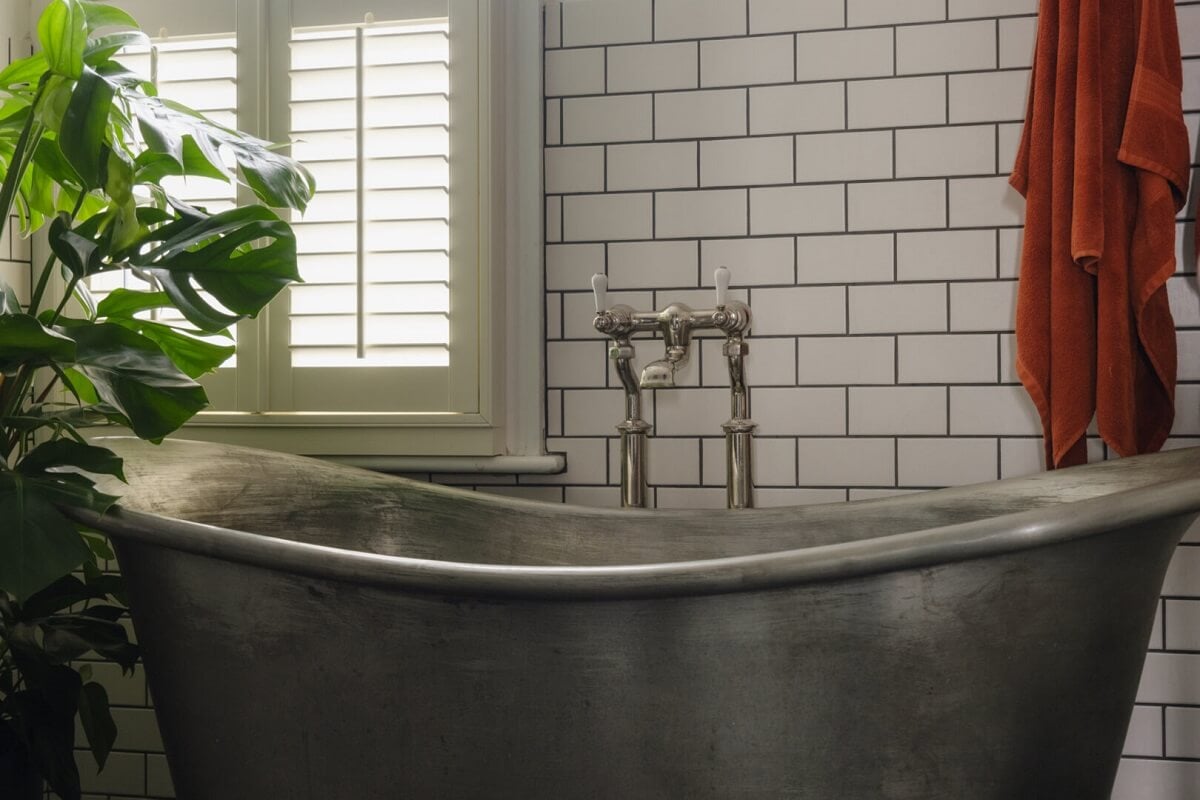 Nature-Inspired Colors in an Extended East London Home 17 freestanding bath