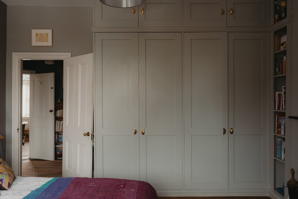 Original Details and a Modern Extension in a London House 20 gray bedroom built in wardrobes
