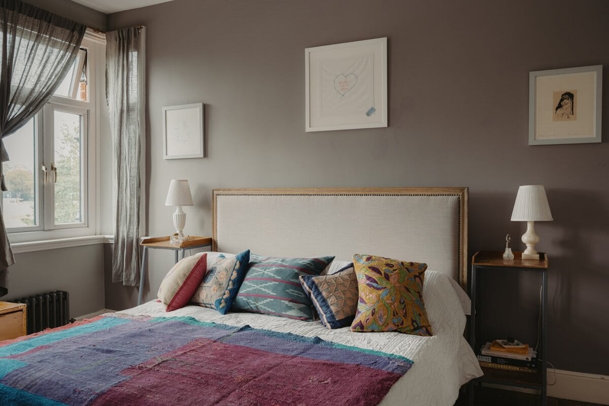 Original Details and a Modern Extension in a London House 17 gray bedroom