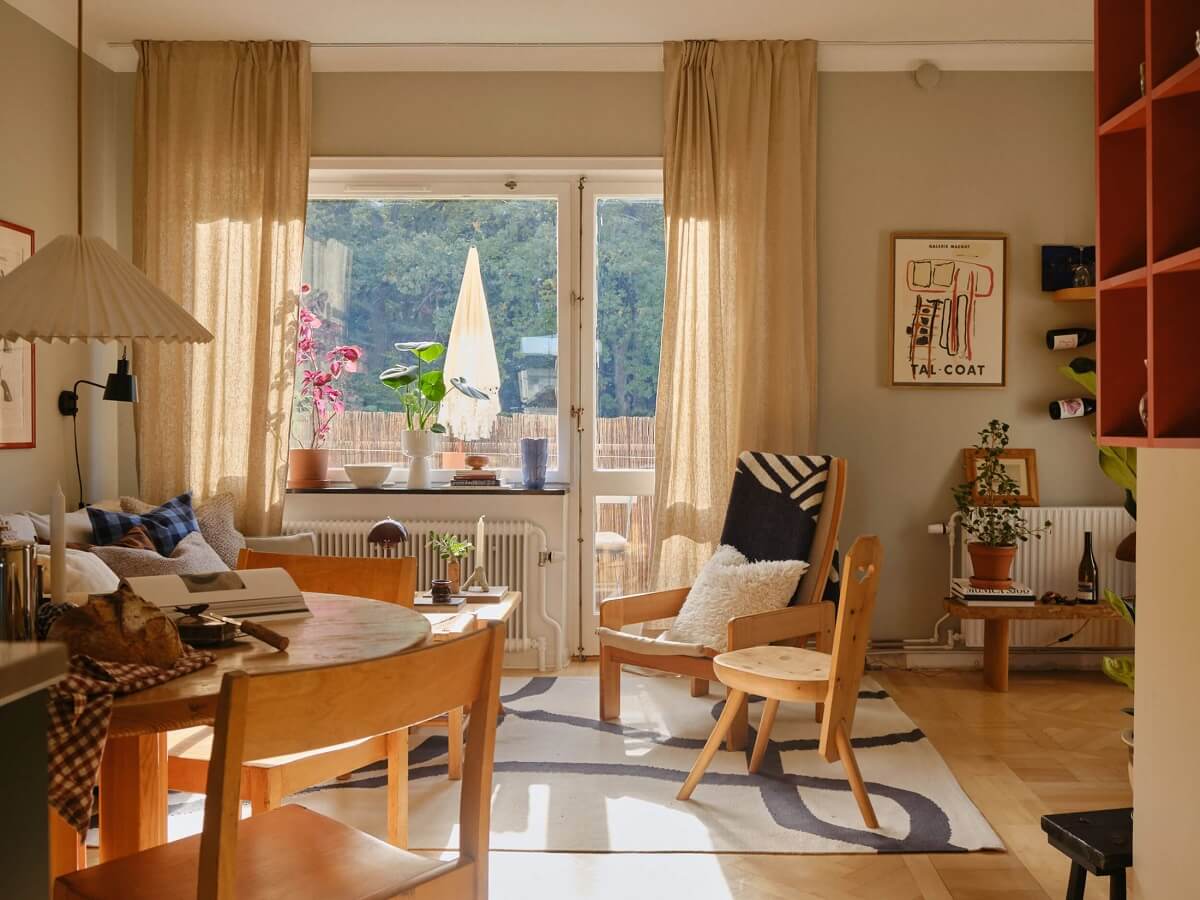 A Beautiful Calm and Natural Apartment with a Green Kitchen 4 gray living room natural light