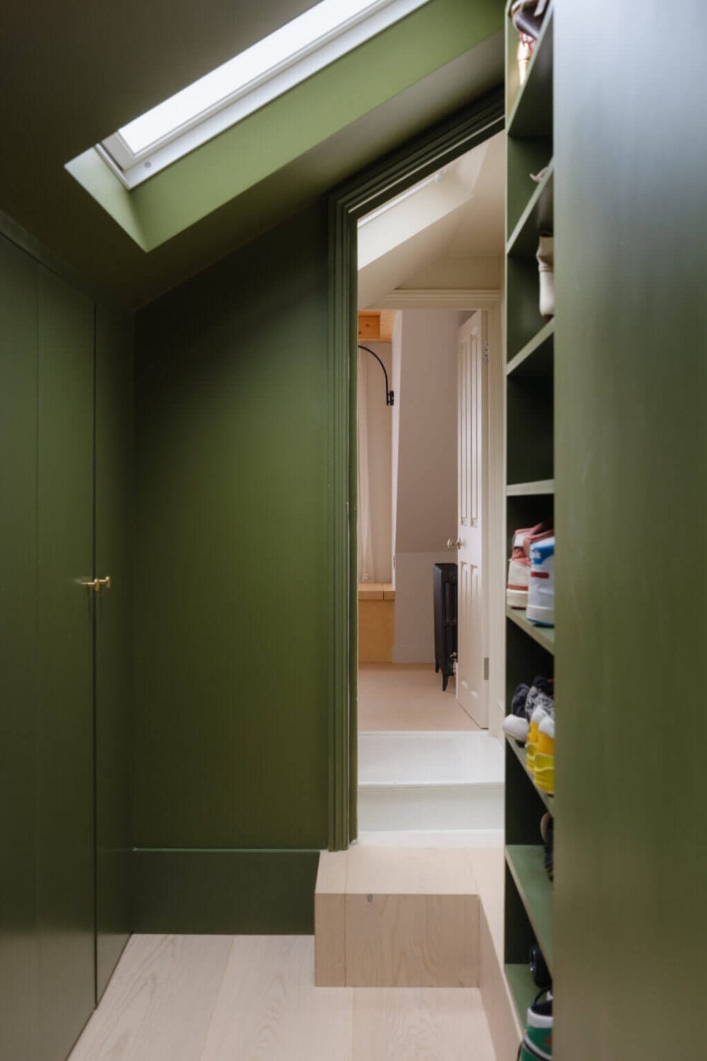 Nature-Inspired Colors in an Extended East London Home 26 green attic walk in closet