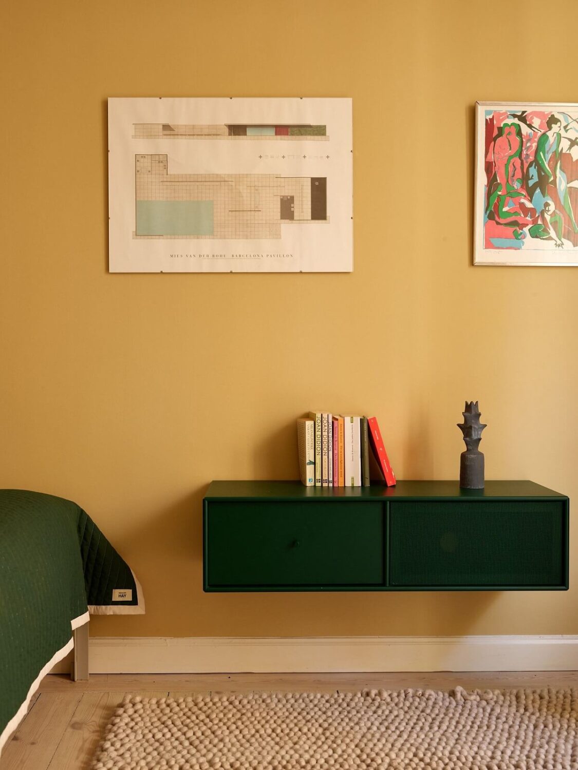 Golden Yellow Walls in a Colorful Swedish Studio Apartment 6 green cabinet yellow studio apartment