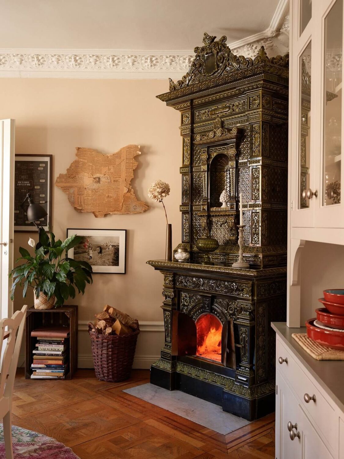 Beautiful Historic Details in a Large and Inviting Family Apartment 12 green fireplace