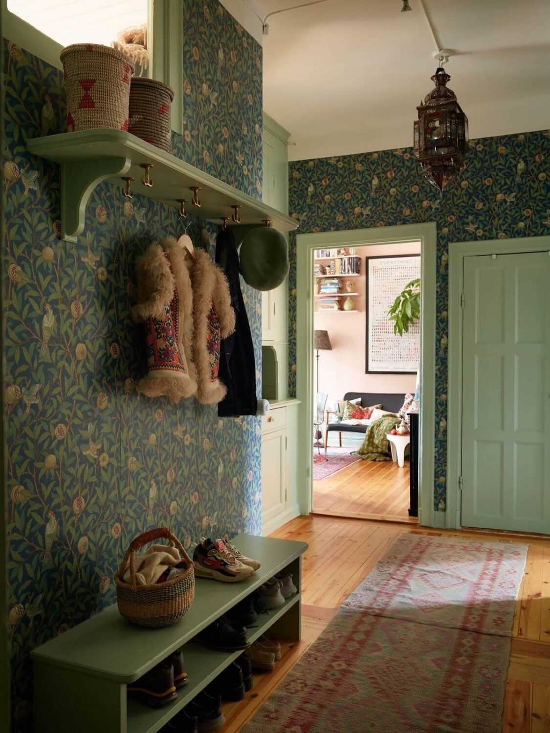 Best of 2024: Hallways 10 green hallway william morris Bird & Pomegranate wallpaper nordroom