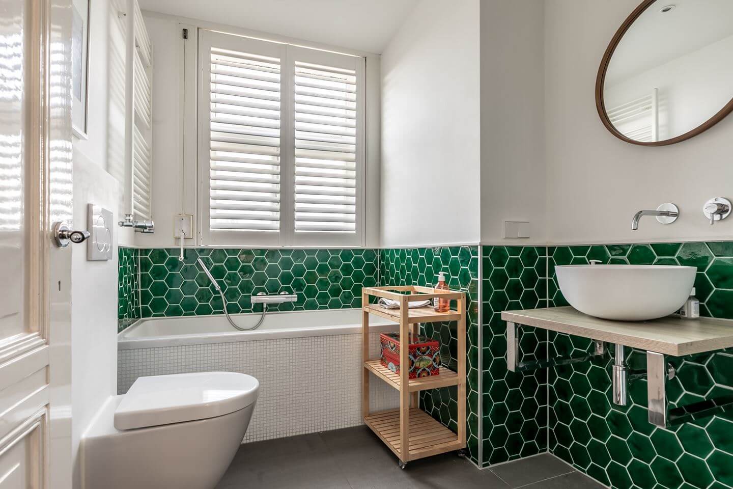 A Beautiful Monumental Villa with Green Color Accents 27 green tiles family bathroom