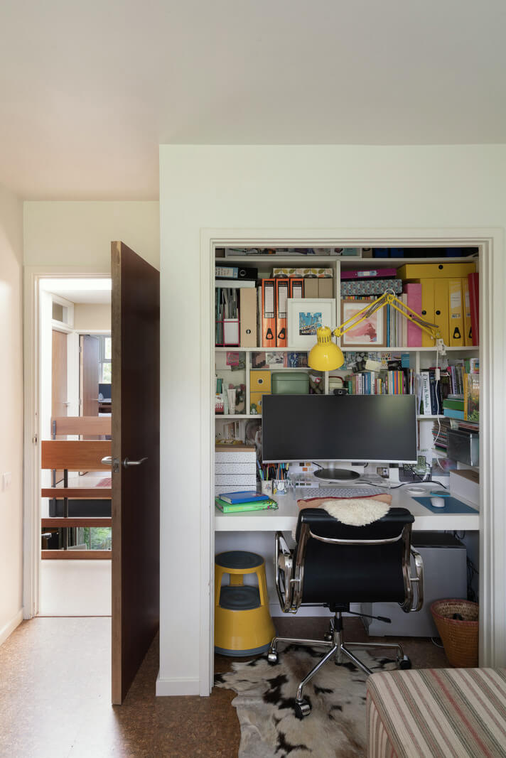 A Beautiful Mid-Century House in London 11 home office in a closet