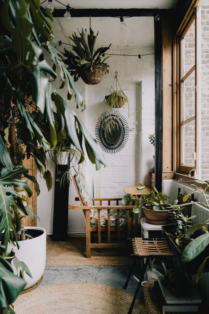 Period Details in a Cozy London Apartment in a Victorian Tenement Building 11 home office with plants