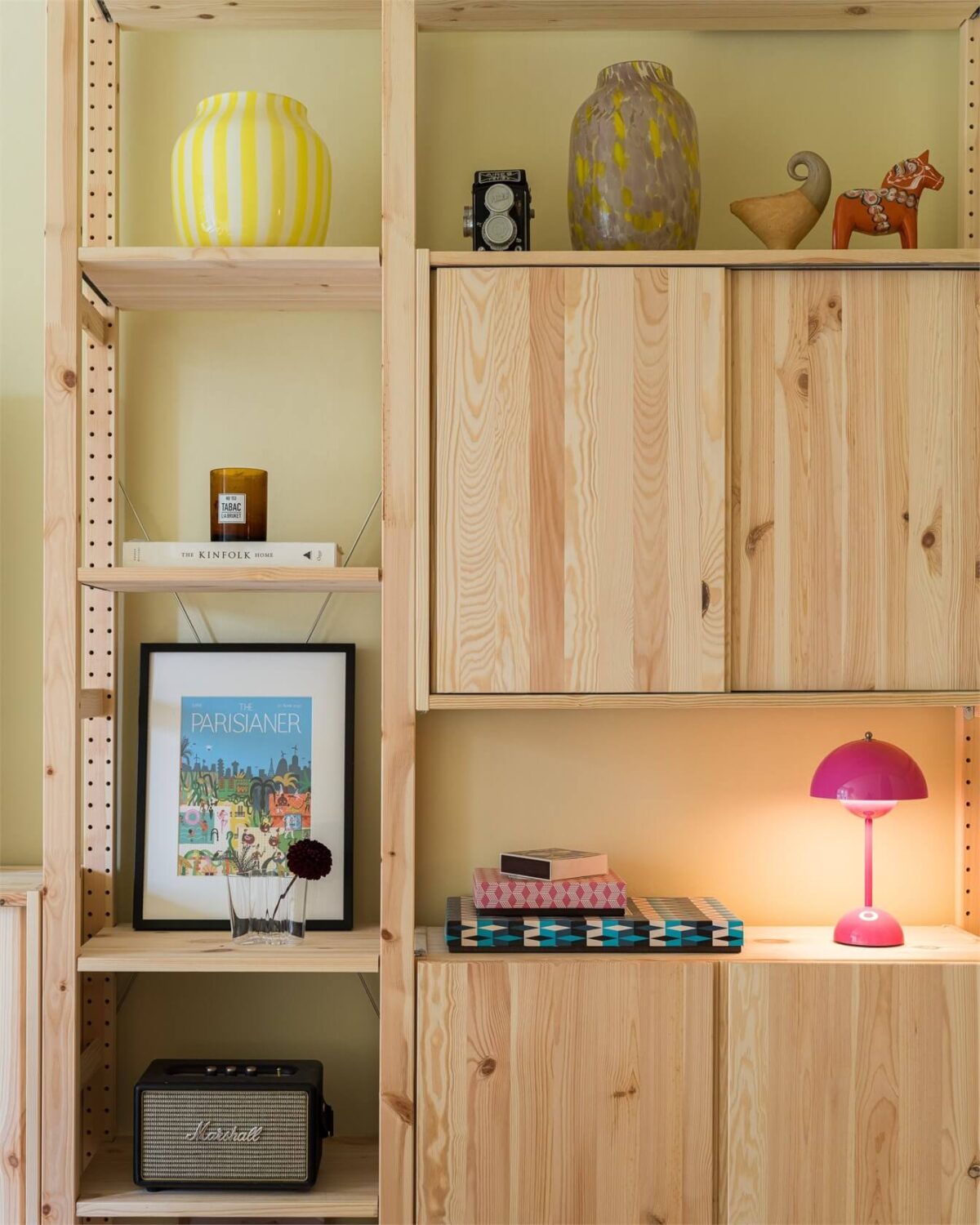 Colorful and Light Rooms in a Swedish One-Bedroom Apartment 3 ikea ivar cabinet