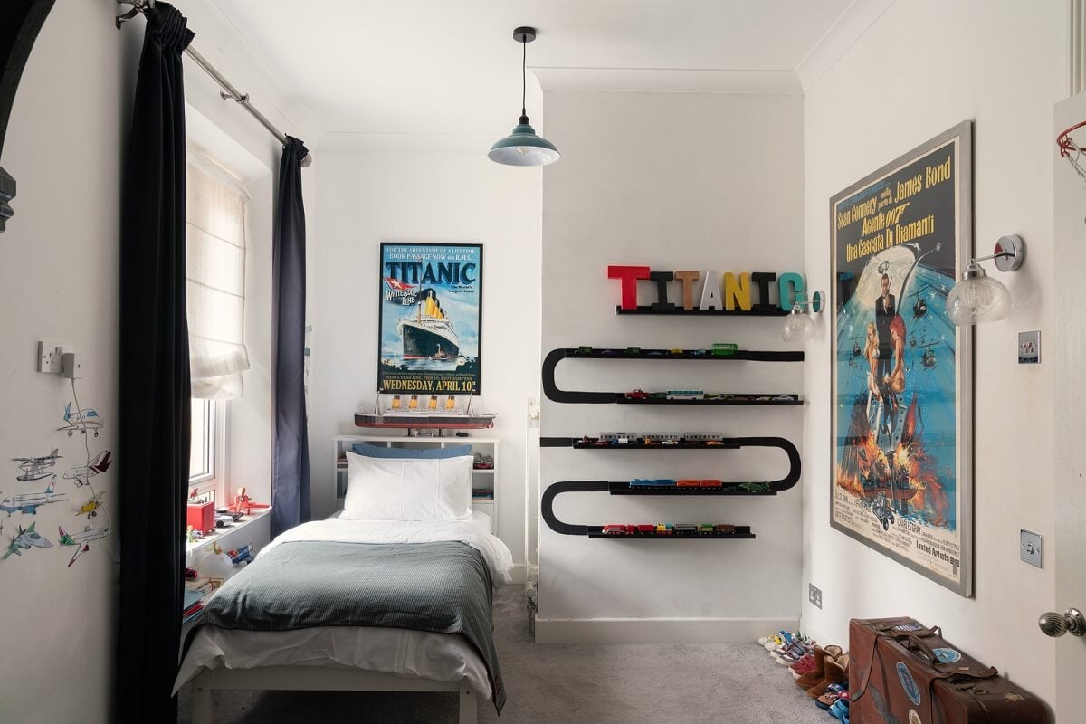 A Colorful Gothic-Style School Conversion in England 14 kids bedroom