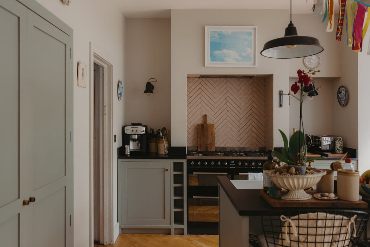 Original Details and a Modern Extension in a London House 11 kitchen pink tiles