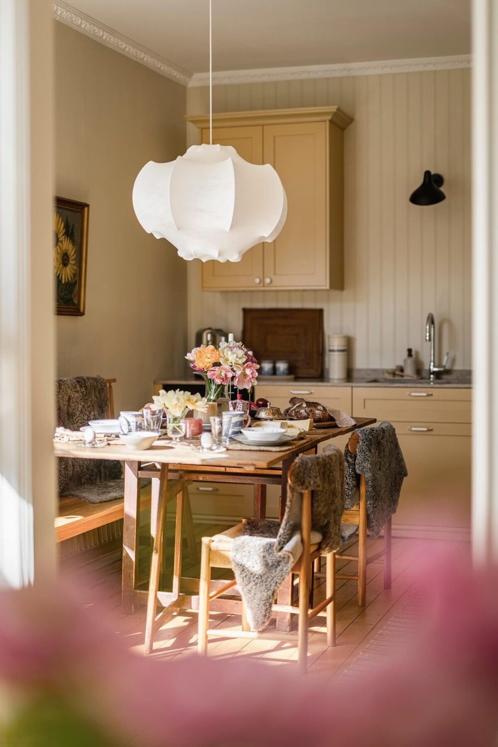Hannes Mauritzson's Warm Yellow Hygge Apartment in Sweden 19 kitchen view