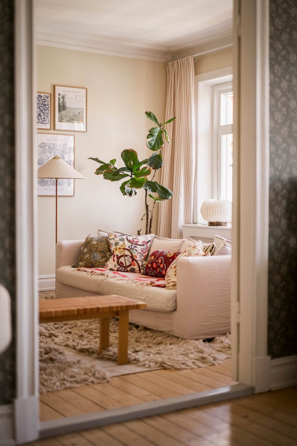 Hannes Mauritzson's Warm Yellow Hygge Apartment in Sweden 7 light yellow living room