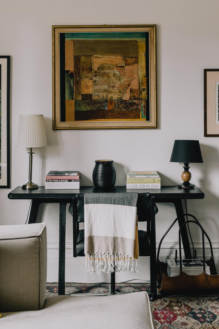 Period Details in a Cozy London Apartment in a Victorian Tenement Building 3 living room side table