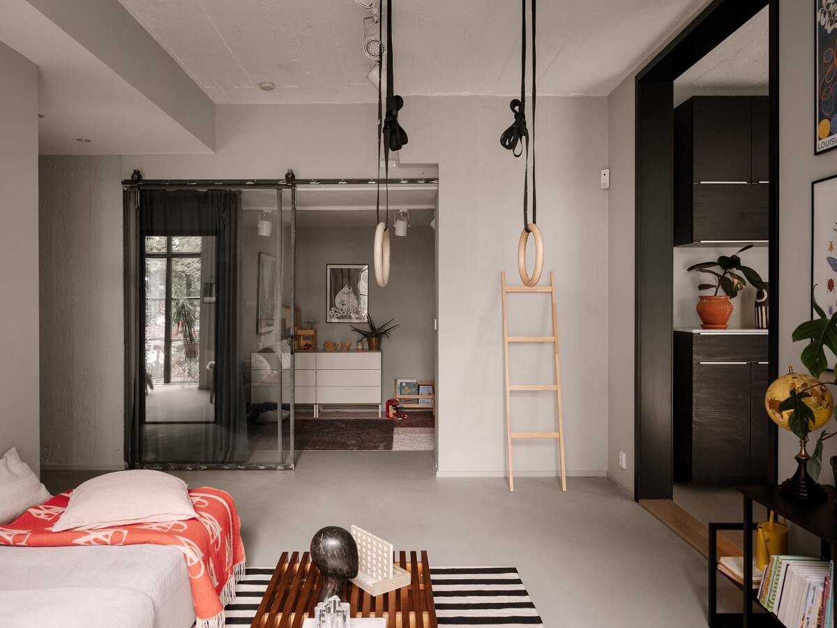 A Modern Industrial Basement Apartment in Sweden 4 monochrome scandi apartment