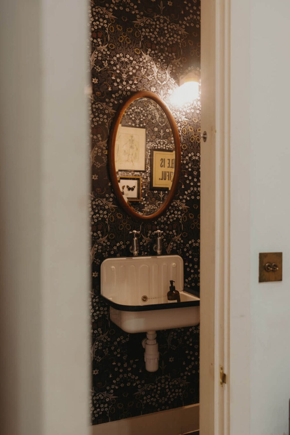Original Details and a Modern Extension in a London House 15 moody powder room wallpaper