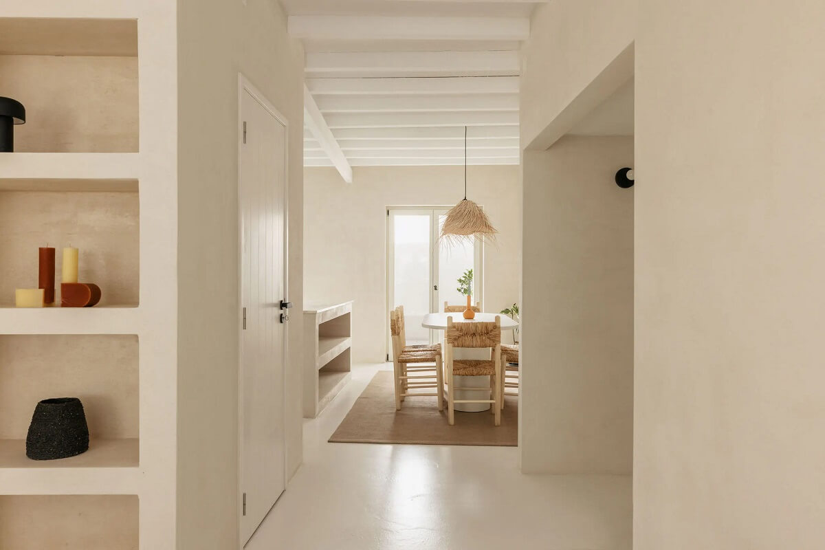 A Serene Minimalistic Townhouse in Portugal 6 open floor plan kitchen