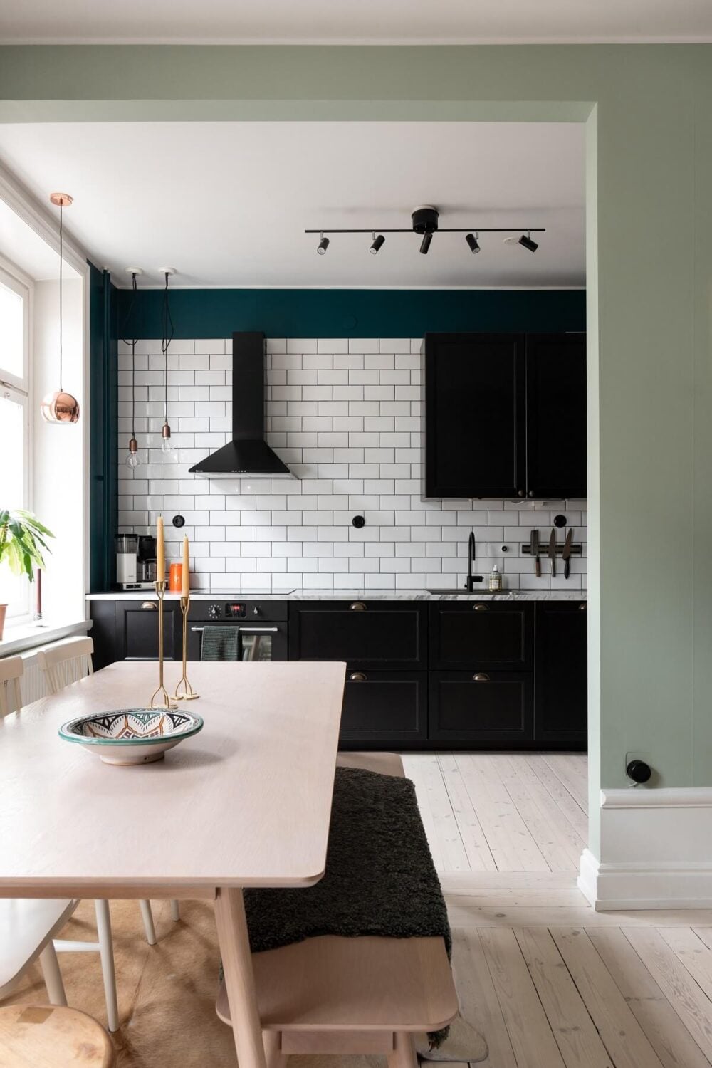 Colorful Art and Furniture in a Stylish Scandi Apartment 13 open plan dining kitchen