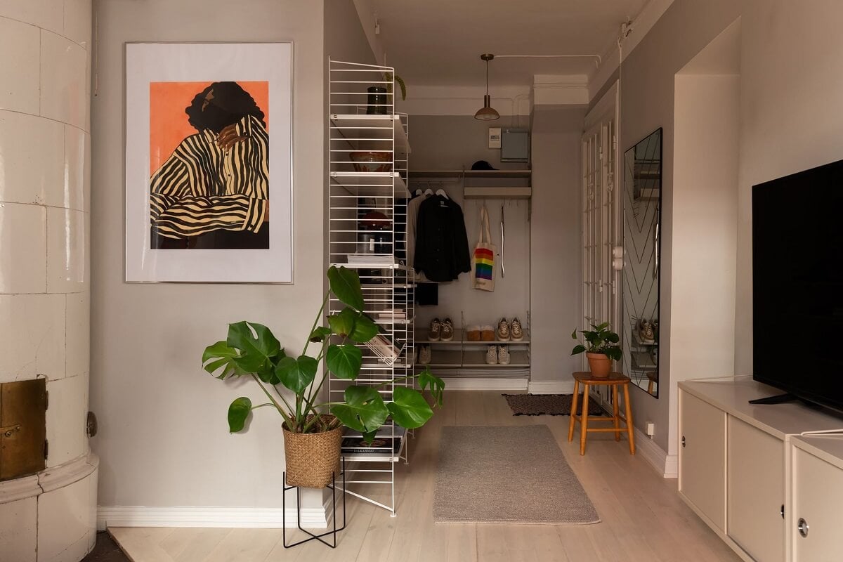 Sober Colors in a Small Renovated Stockholm Apartment 18 open plan living room hall Sober Colors in a Small Renovated Stockholm Apartment